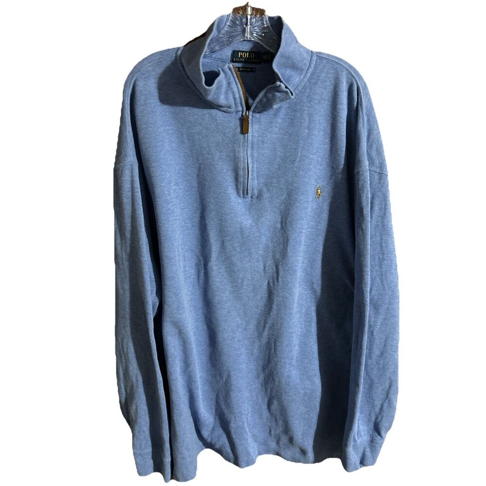 Polo Ralph Lauren Estate Rib Men's 2XLT Blue 1/4 Pullover Casual Cotton